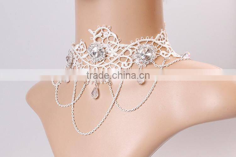MYLOVE Women Goth Lace Gemstone Collar Choker Crystal Pendant Necklace Jewelry Gift MLY272