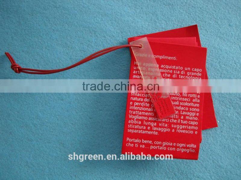 Printing branded paper hangtag with plastic lock tag