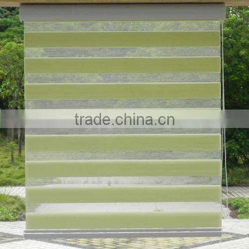 Green Polyester Double Layers Rainbow Roller Blinds