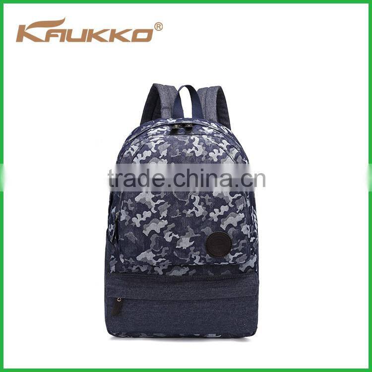 2016 High quality custom polyester camouflage blue school backpack