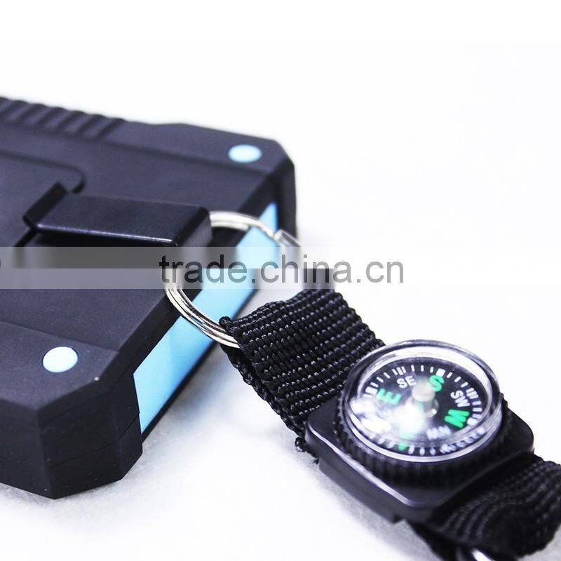 Hot sale 10000mah portable solar charger for samsung mobile phone with led and compass