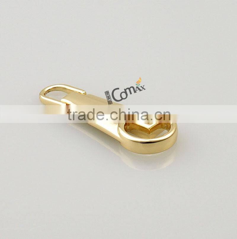 Electroplated swivel shiny light gold custom metal zipper puller