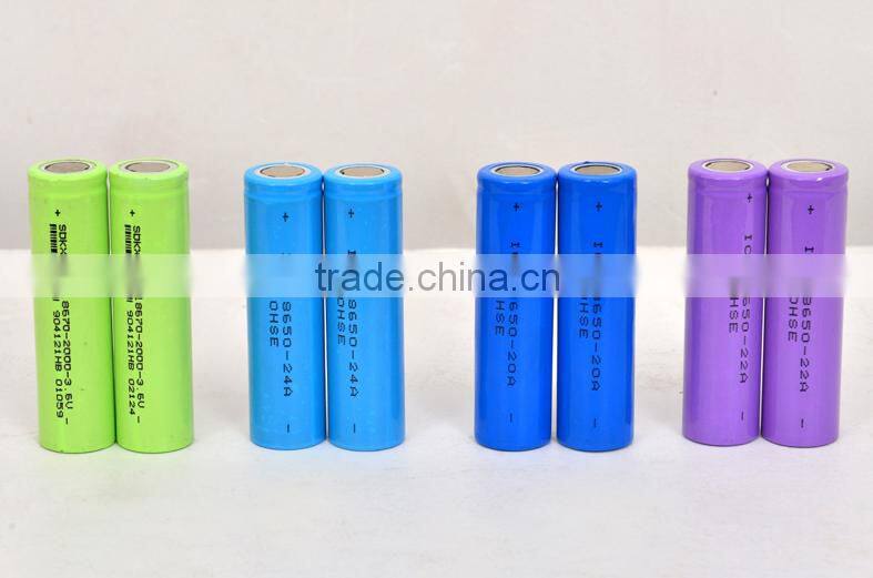 pure ternary high discharge rate Li-ion battery 18*65mm 2000mAh for electric vehicles