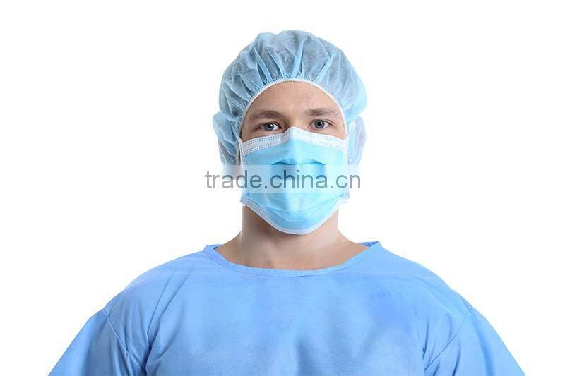 Prohibit Hypoallergenic Surgical Mask - Hypoallergenic Disposable Face Mask, With Ties, Blue