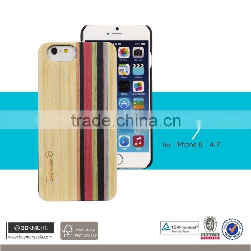 Factory OEM ODM Mix Colored Wood Custom Hard Back Natural Bamboo Cover for iPhone 6, for iPhone 6s Bamboo Case, Bamboo PC Case