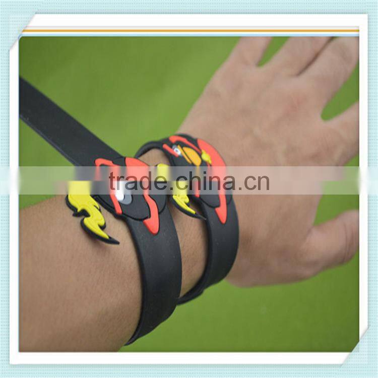 Kids silicone rubber slap charm with animal bracelets