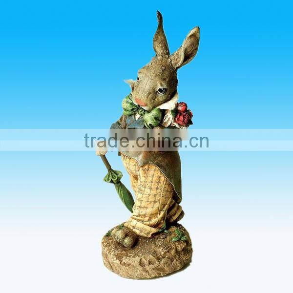 Hotsale Novelty Polyresin Rabbits Strolling Easter Bunnies Figurines