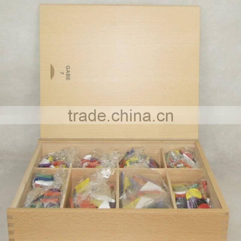 Wooden educational toy Froebel Gabe 7 Colorful Geometric Shapes Blocks combination