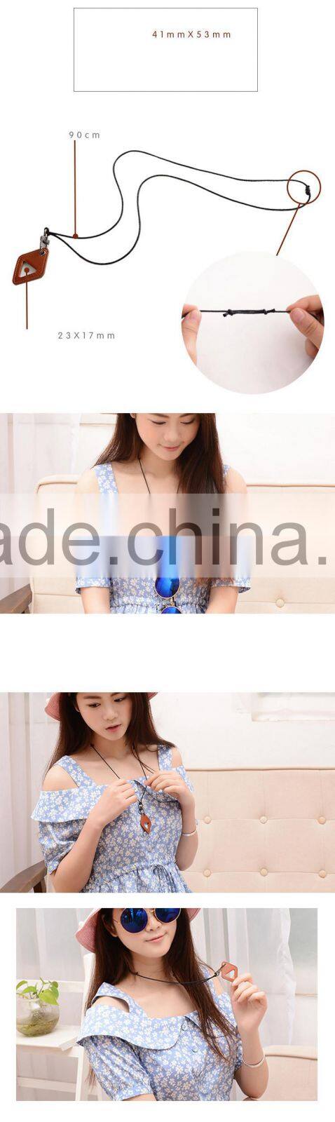 adjustable leather rhombus Pendant necklace shaped sunglasses rack holder