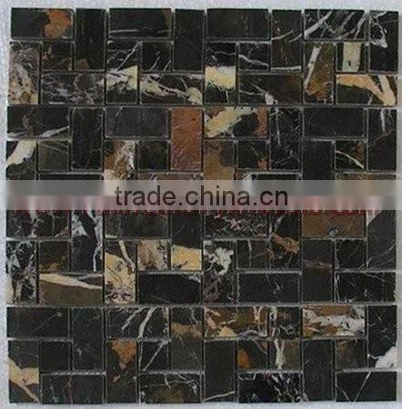 NATURAL BLACK AND GOLD ( MICAHEL ANGELO ) MOSAIC TILES