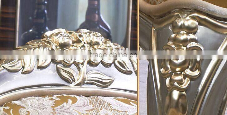 European Style Luxury Executive Office Desk, Classic Wood Carving Writing Table, Silver Foil Home Office Furniture (BF01-ML019)