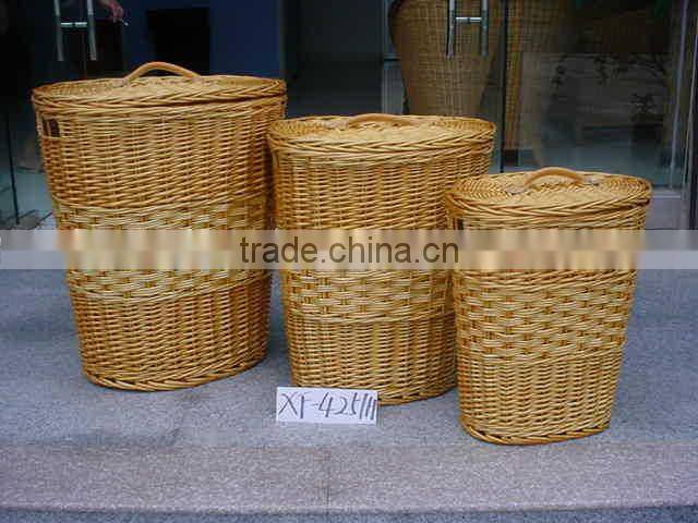 wholesale cheap willow trash can baskets with with handle