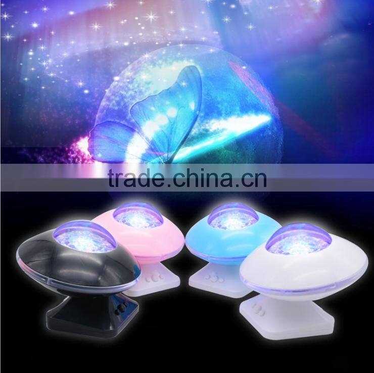Hot Sale UFO Aurora Music Night Light Projector, Atmosphere Diamond Color Star Rotating Night Light Projector
