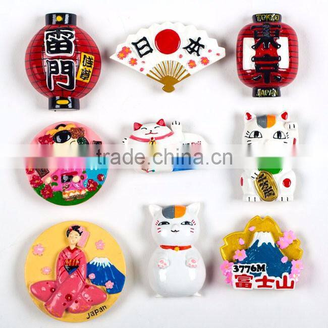 High quality cheap souvenirs resin japanese 3d fridge magnet