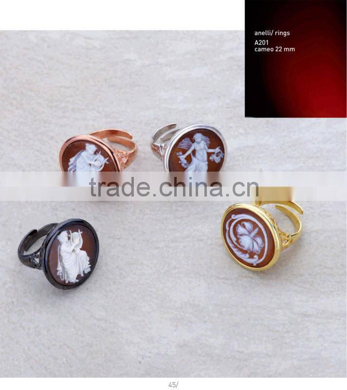 New Product 925 Sterling Silver Elegant Handcrafted Cameo Fairy Rings Made in Italy A201 cameo 22mm