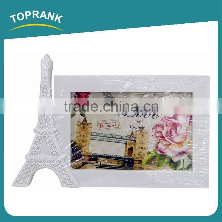 Toprank Factory Supply Cheap Home Decoration Eiffel Tower plastic 4x6 Picture Photo Frame Cute Paper Photo Frame