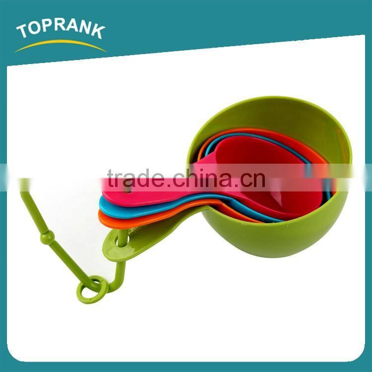 Toprank Custom 5 Pcs Mixing Color Plastic Measuring SpoonSet 1Cup 1/2Cup 1/3Cup 1/4Cup Food Measuring Spoons For Baking
