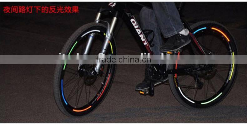 DIY reflective sticker on bike wheel