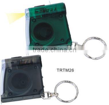 Mini plastic tape measure key chain with LED light