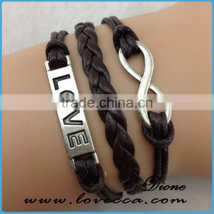 Love letters PU leather hot sale bracelets for couples