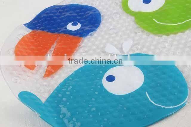 Transparent circular PVC anti slip bath mat with animal patterns/bathroom mat