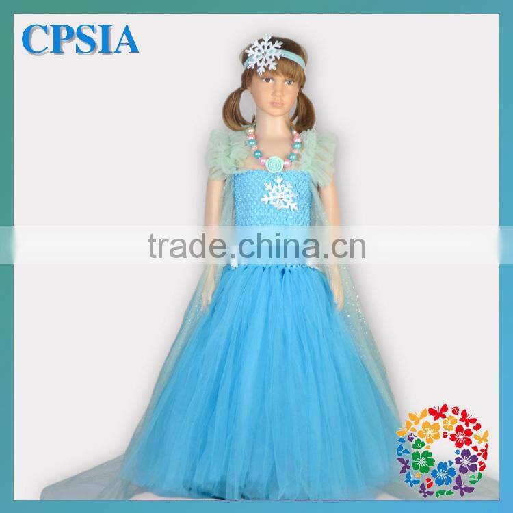 Kids Aqua Snowflake Chiffon Tulle Puffy Tutu Dress Little Girls Winter Formal Dresses