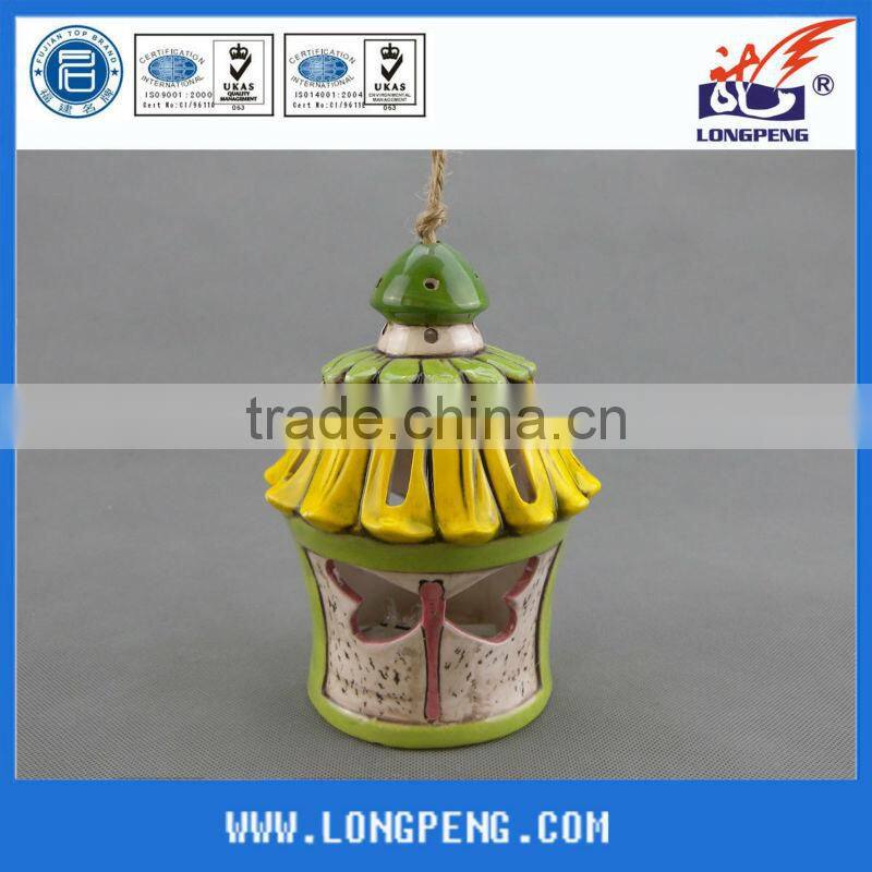 Outdoor Hanging Ceramic Garden Lantern with LED