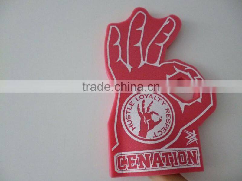 orange OKAY shape design sponge Foam Hand gloves