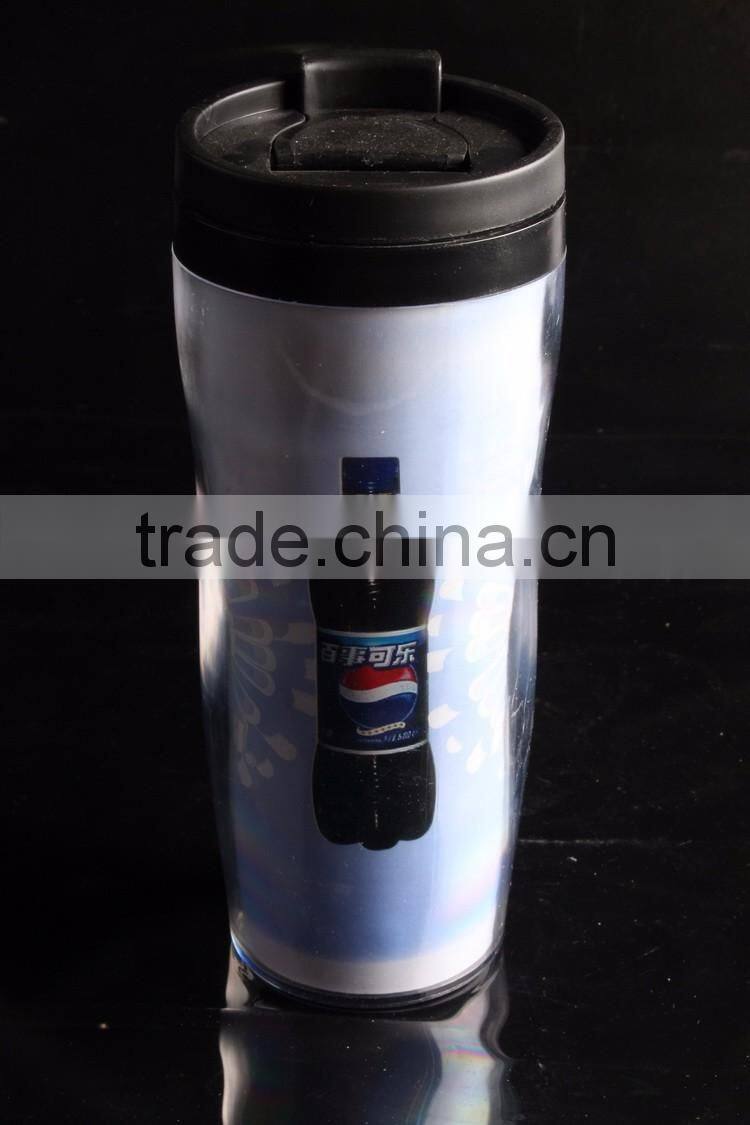 12oz plastic sports travel mug with screwed lid