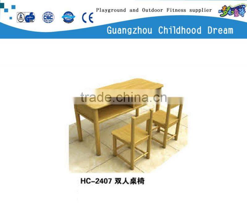(HC-2407) Preschool double desk and chair, children desk and chair