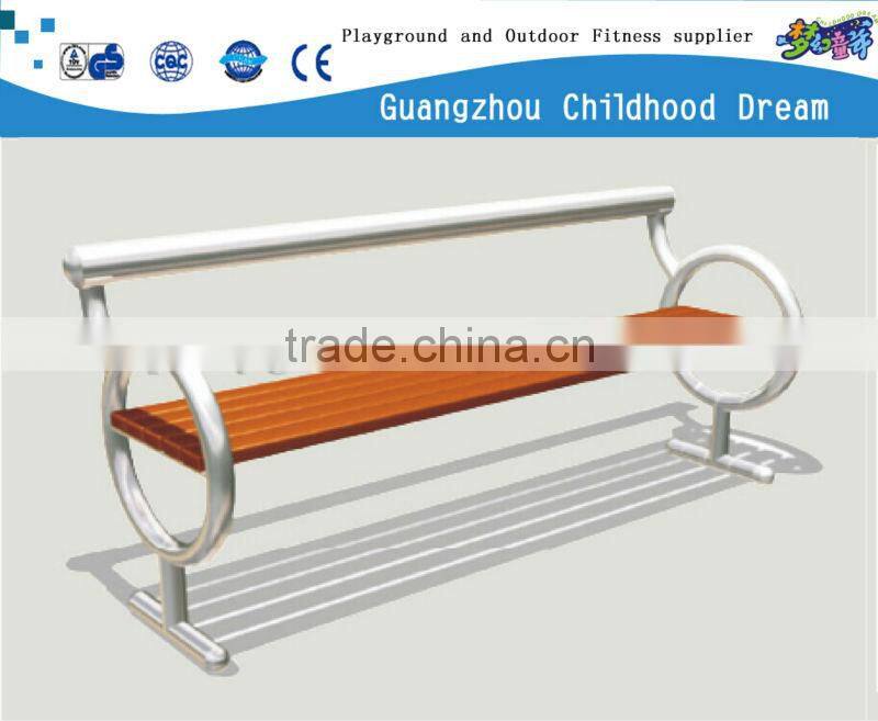 (HD-20102 ) stainless steel bench handrail and hard wood bench /garden furniture outdoor stainless steel bench