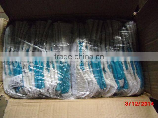 DDSAFETY Double Palm Leather Work Glove Reinforced Blue Leather Palm White Cotton Back