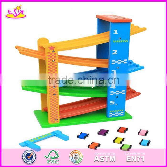 2017 new design 5 levels children funny wooden race car track toy W04E050