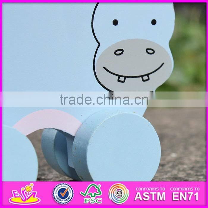 2017 New products kids animal toy wooden toy wheels W04A317
