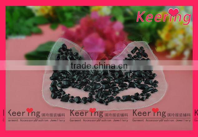 black stone embroidery beaded patch for T-shirt WPH-1691