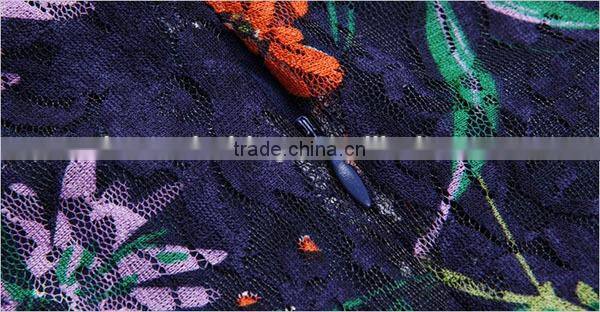 Women loose fit floral print lace designed plus size one piece dress latest