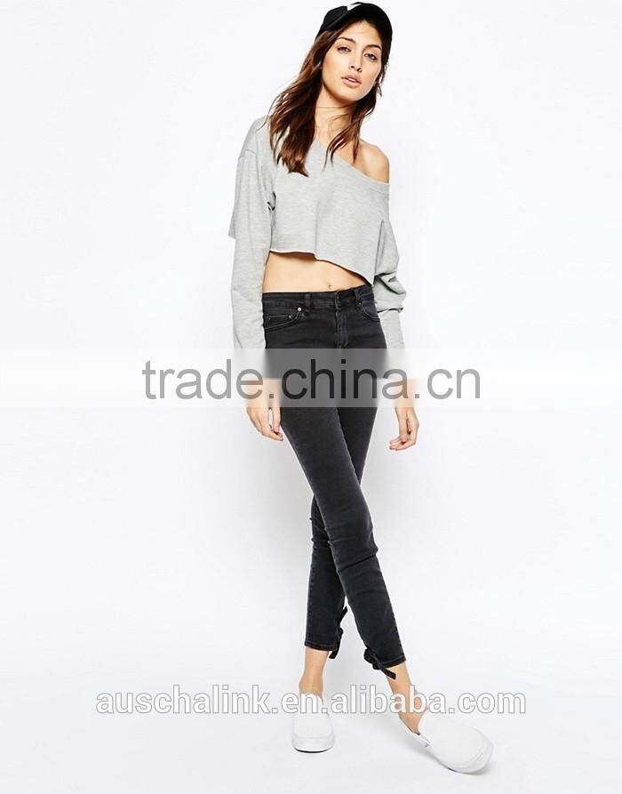 lady off shoulder grey fashion weet jogging slouchy sweat