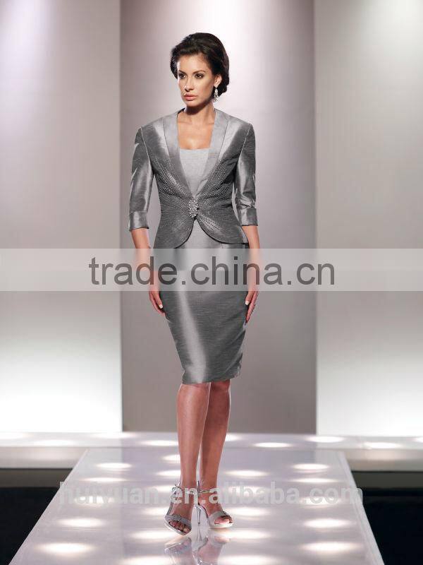 elegant satin two piece casual formal evening dress 2014