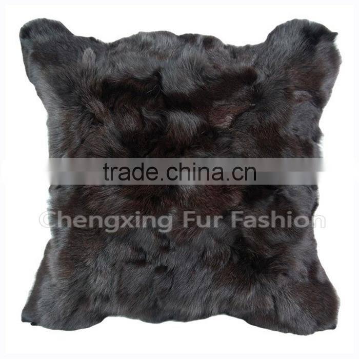 CX-D-107C Cheap Price and High Qaulity Genuine Fox Fur Patchwork Chair/Sofe Cushion Cover