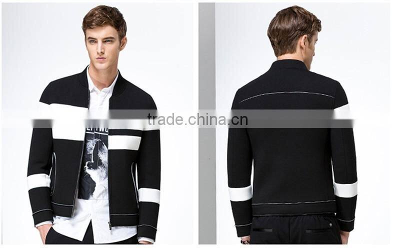 color block fleece men's jacket full zipper up bomber jacket for man
