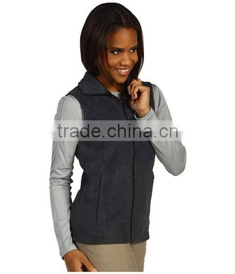 women sportwear comfortable spring vest sleeveless fleece sweatshirt with full zip