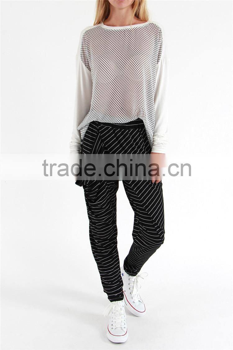 Striped stylish women joggers long harem pants casual loose pants