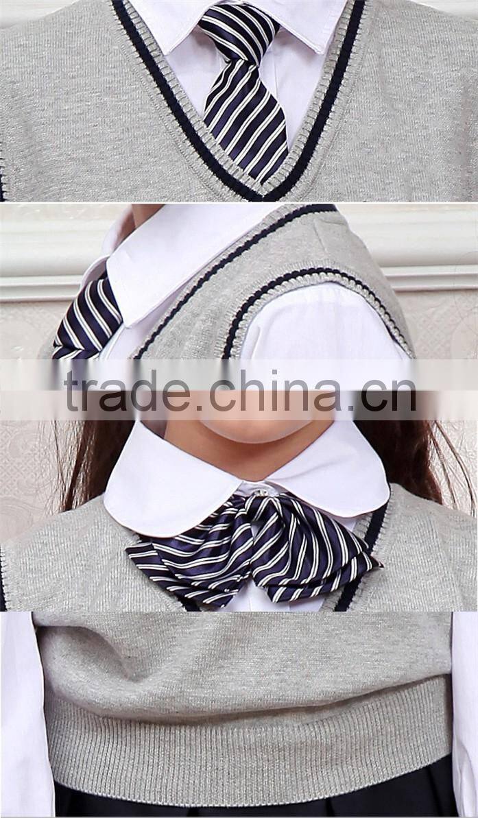 Stylish V-neck sleeveless beautiful knitted korean high school uniforms