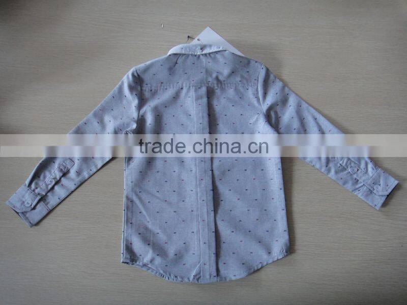 TC fabric Printed Stand Collar Boys Shirt Long Sleeve