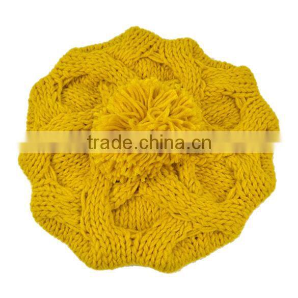 Women's Warm Knit Wool Beanie Pumpkin Ball Pumpkin Ladies Winter Wool Hat 9083