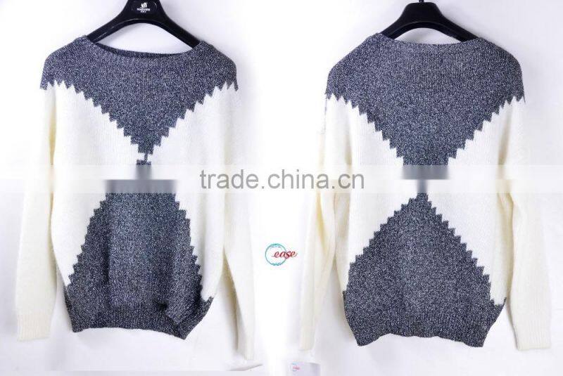 china bulk production lurex long sleeve lady jumper sweater