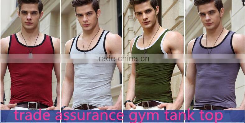 trade assurance 95% cotton 5% spandex gym elastic tank top for men
