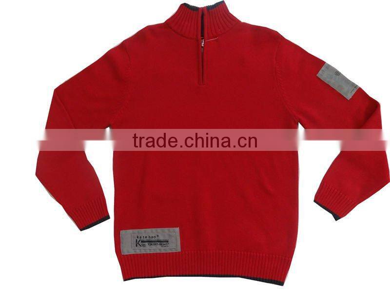 2015 winter red pullover sweater men with zipper