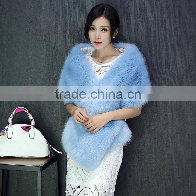 High quality 2015 New Hot Sell Winter Ladies Top Fashion Faux Fox Fur Shawl Scarf Women's Warm Wrap