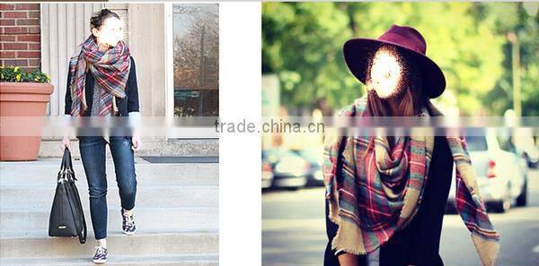 Classic plaid pattern high quality 30 choice 140*140 acrylic new European style square blanket scarf